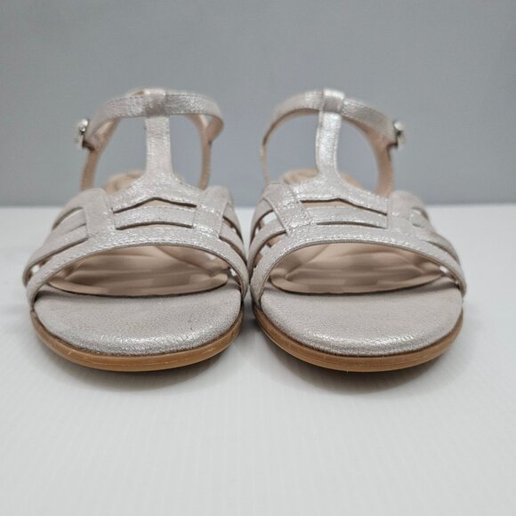 Sofft Scarlet Sandal Womens 8.5 Metallic Champagne Leather Strappy Wedge Comfort - Picture 8 of 16